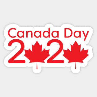 Canada Day 2020 - Red text and Maple leaf Sticker